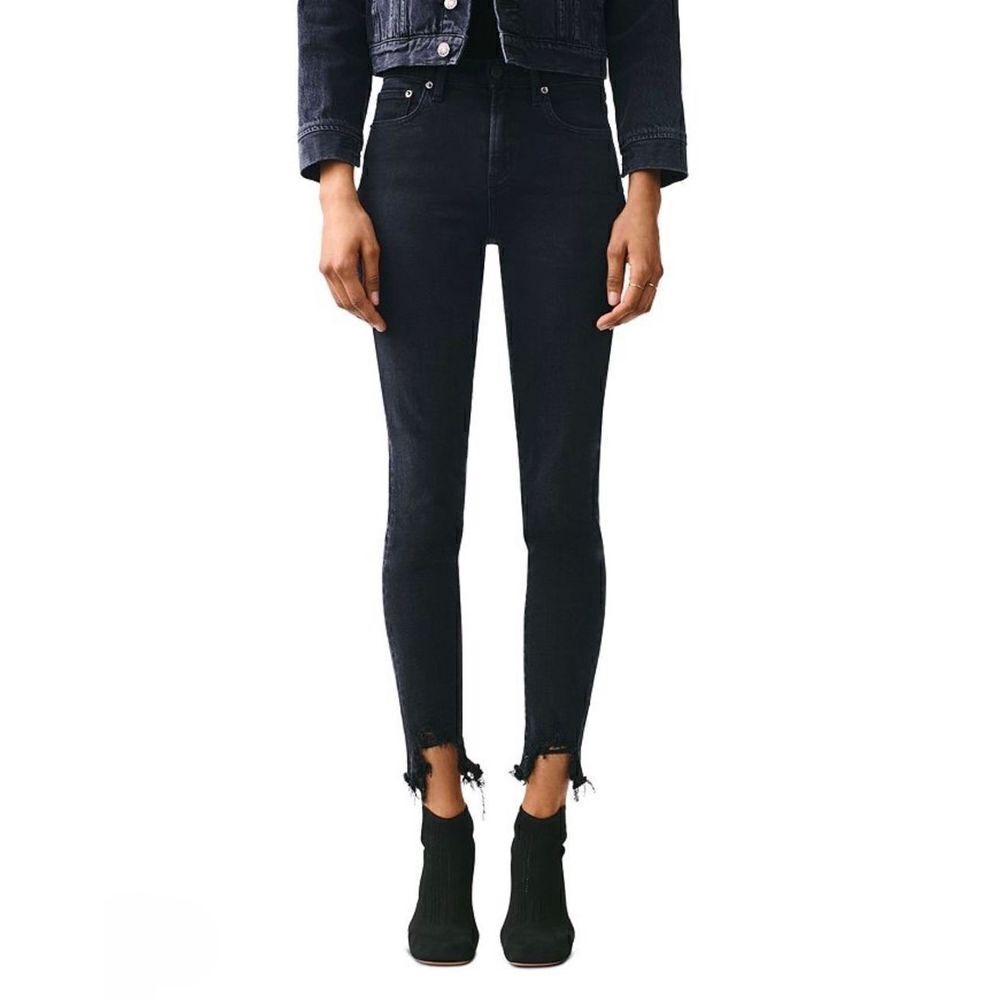 Agolde Sophie High Rise Skinny Jean Black Raw Hem Size 27